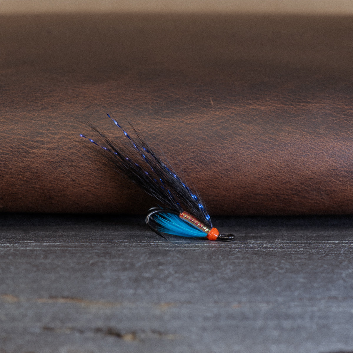 An Atlantic salmon fly named the Haugur that is popular in Iceland for Atlantic salmon fly fishing, tied here on a double hook.