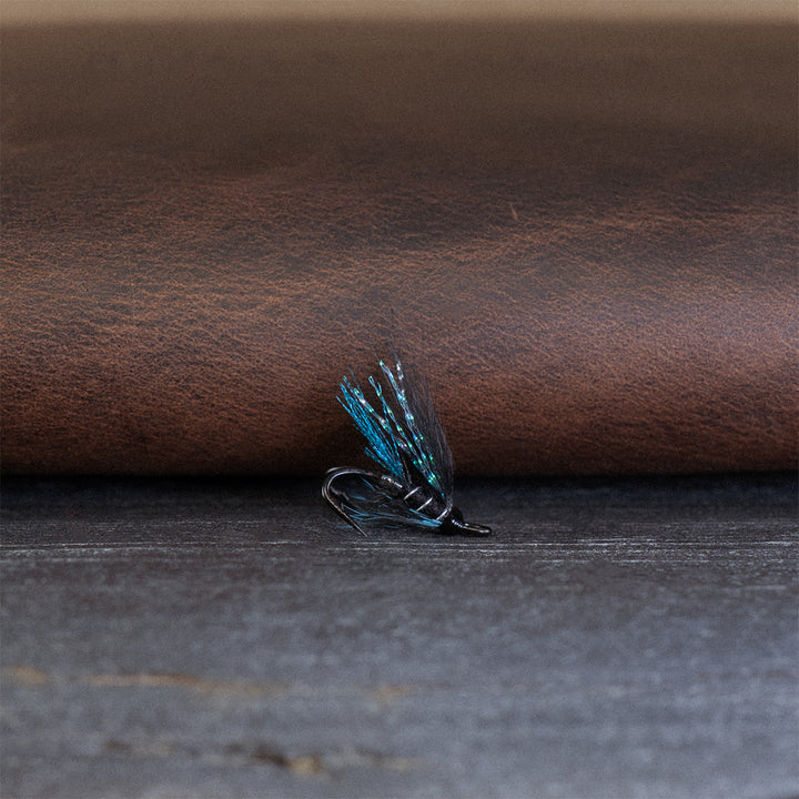 An Atlantic salmon fly named the Blue Lantern, designed by Félix Lamoureux for Atlantic salmon fly fishing.