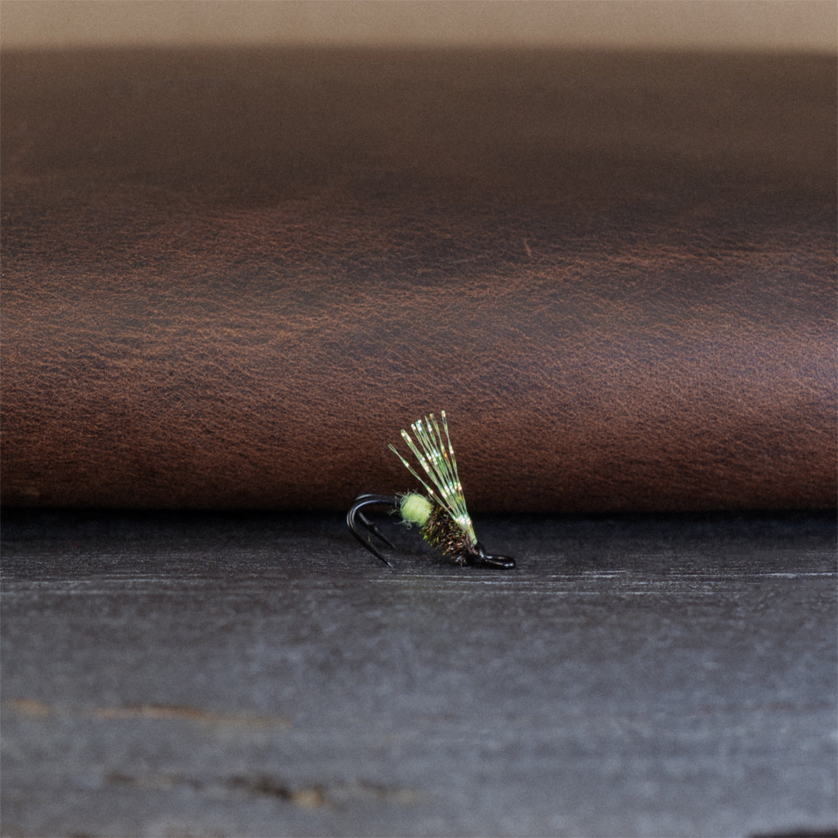 An Atlantic salmon fly named the Crystal Godbout that is popular in Québec for Atlantic salmon fly fishing, tied here on a double hook.