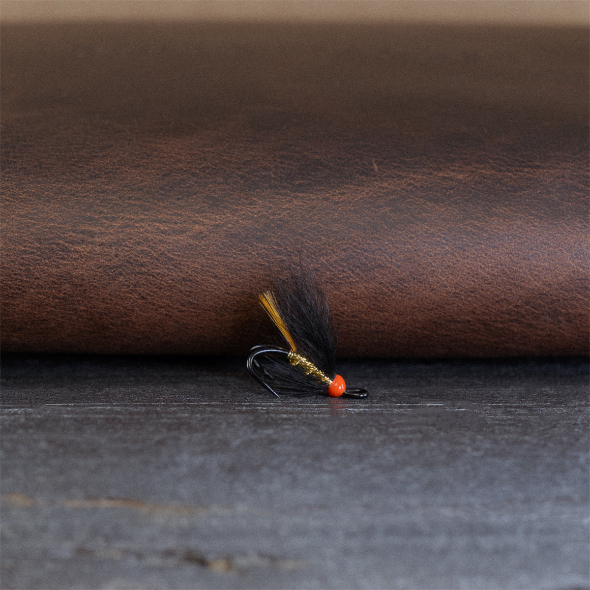 An Atlantic salmon fly named the John Olin that is popular in Québec for Atlantic salmon fly fishing, tied here on a double hook.